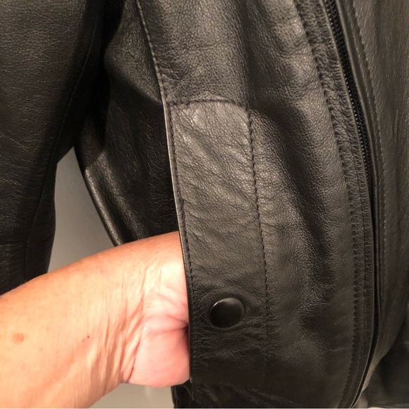 First Gear Black Leather Motorcycle Jacket Womens L with Removable Thermolining - Picture 6 of 16